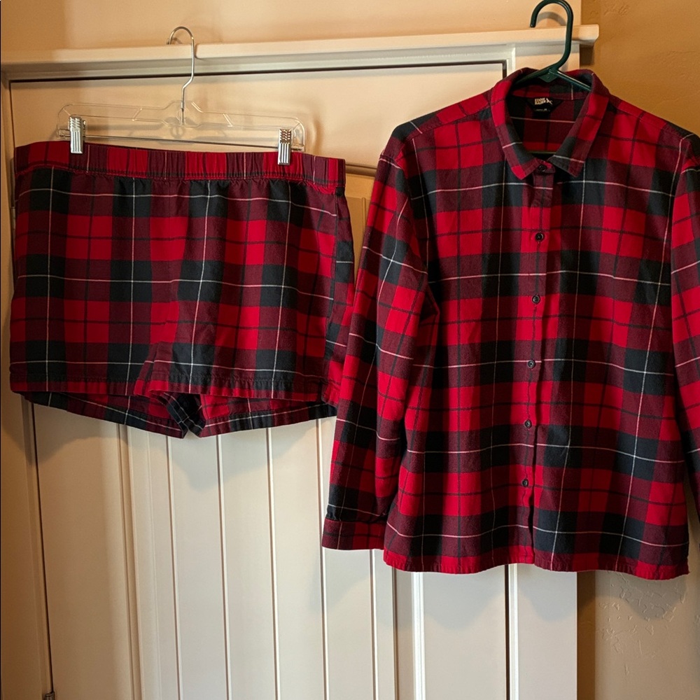 Eddie Bauer Kids Red and Black Plaid Pajama Set